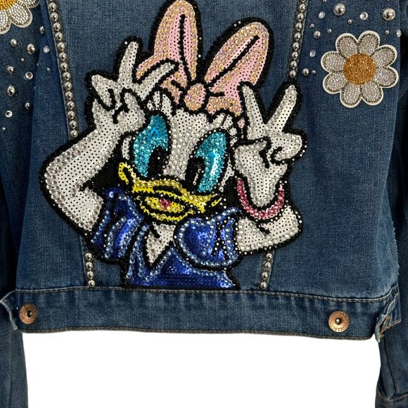 (H-221) Distressed Denim Jean Jacket Size S - Picture 2 of 13